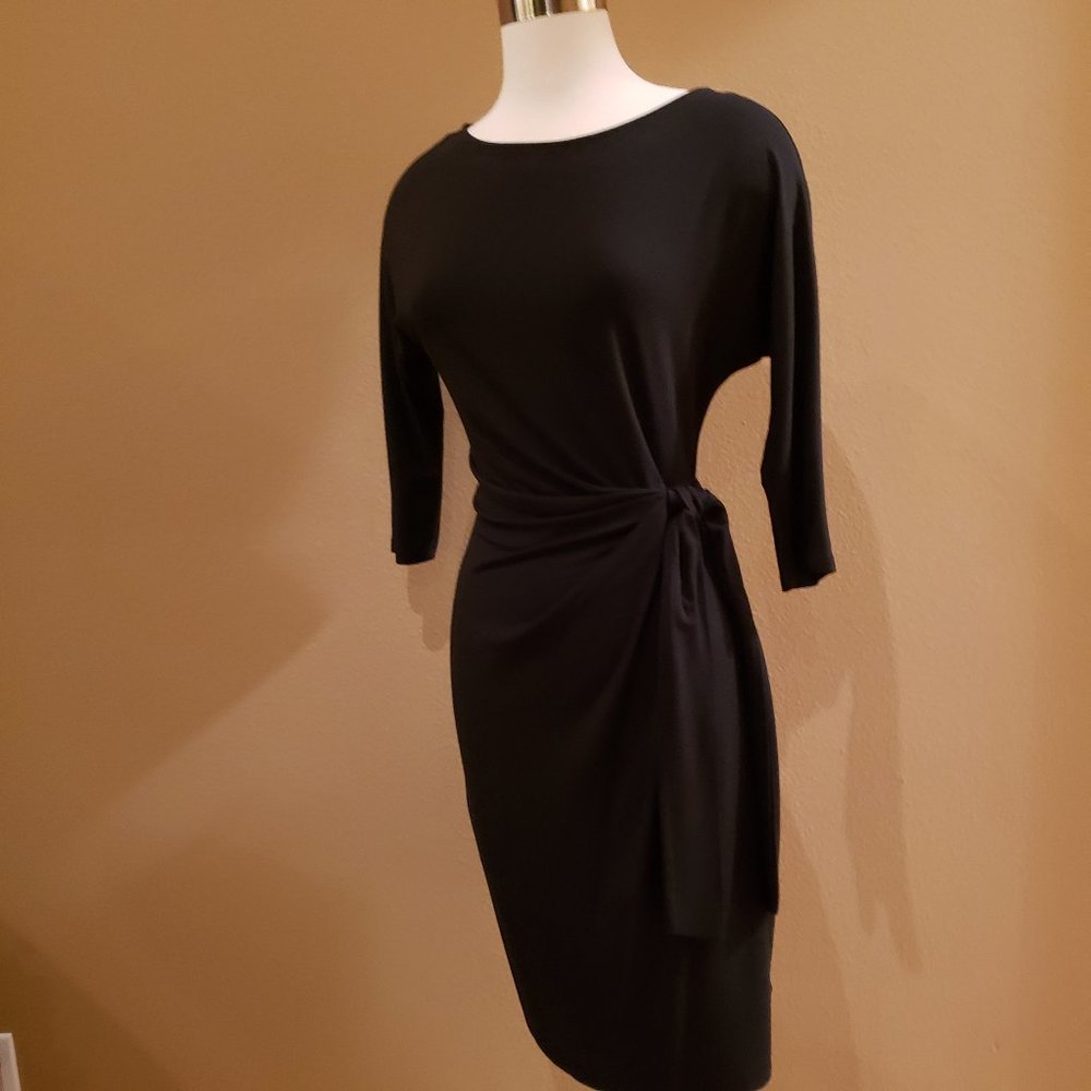 Ann Taylor Black Dress with Tie Waist Size XS